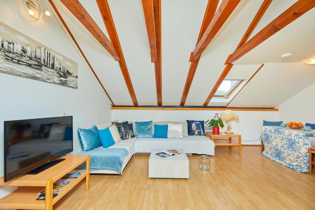 Televízia a/alebo spoločenská miestnosť v ubytovaní Apartments Vicko Vodnica