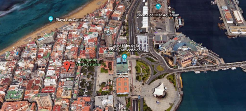 un mapa de una ciudad y el océano en Flatguest - Flat with Art, en Las Palmas de Gran Canaria