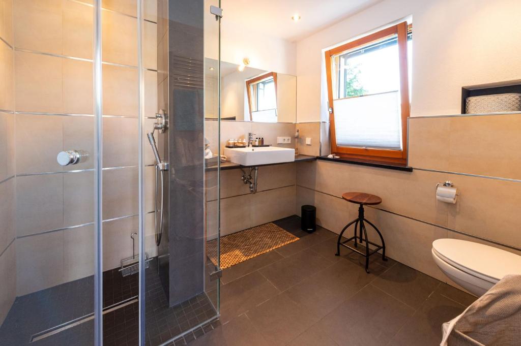 Koupelna v ubytování Ferien-Lodge Lindau - Private Sauna & nah am See