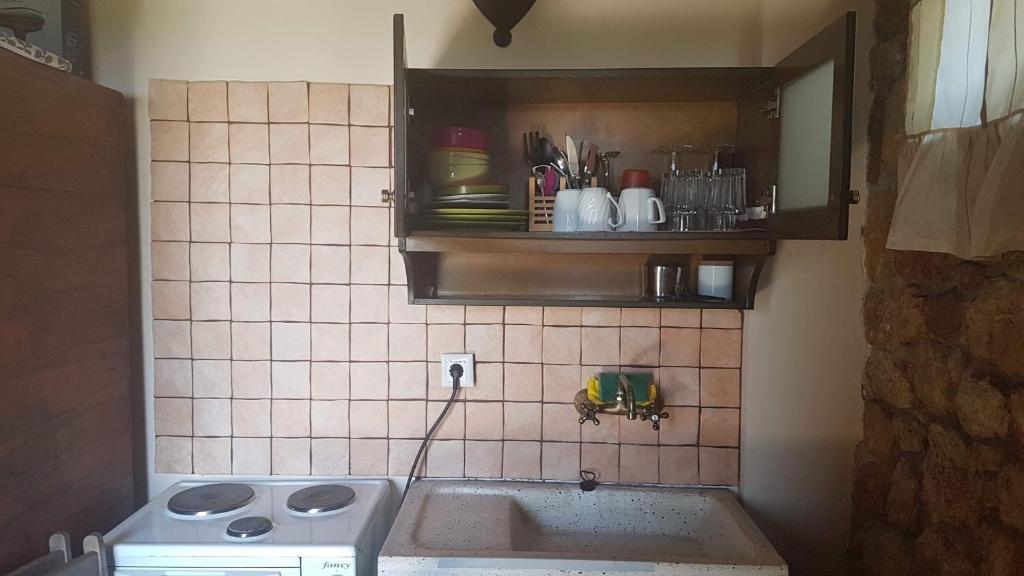 Kúpeľňa v ubytovaní Megalos kampos