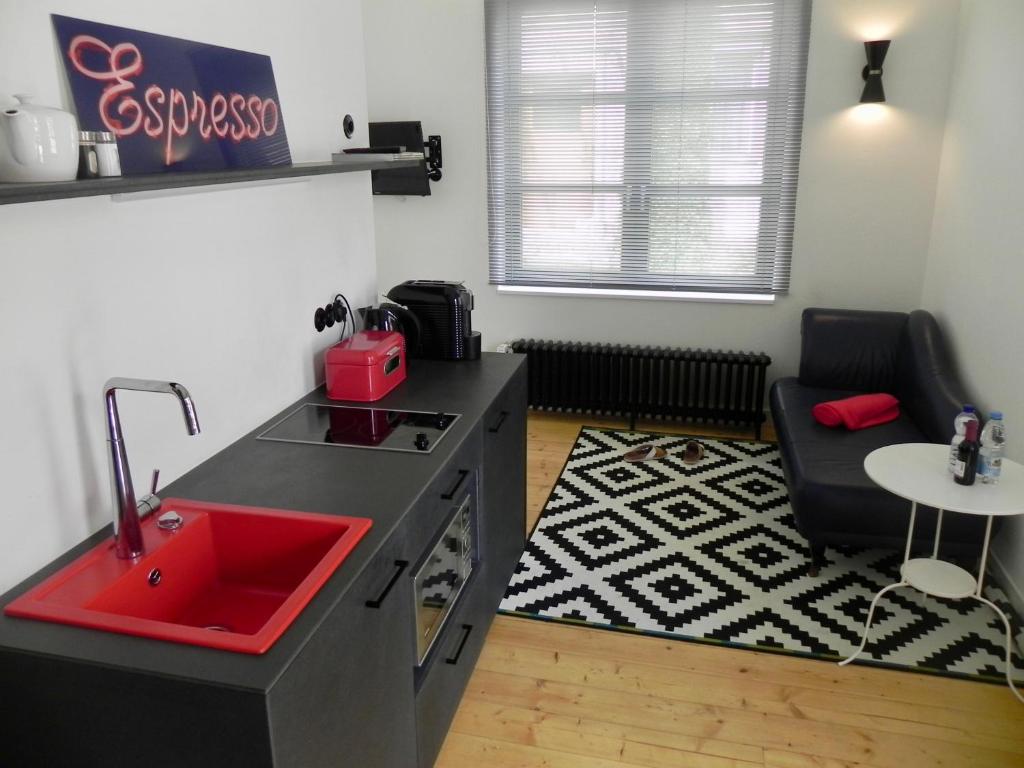Posezení v ubytování Milchhaus Zimmer - Tiny House