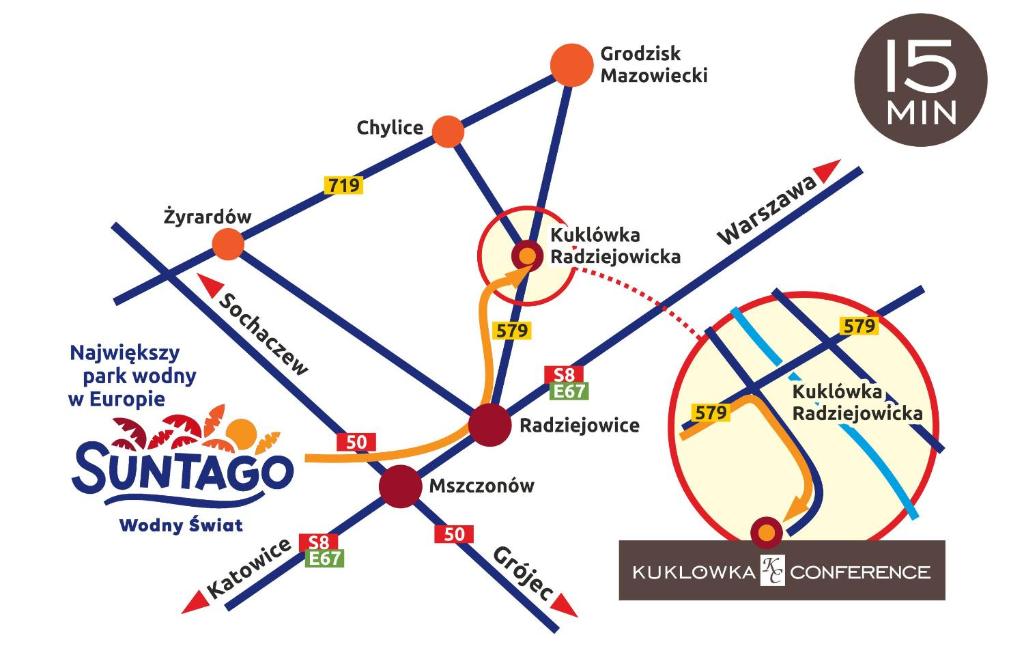 ラジェヨビツェにあるKuklówka Conferenceの新歌囃線角地図