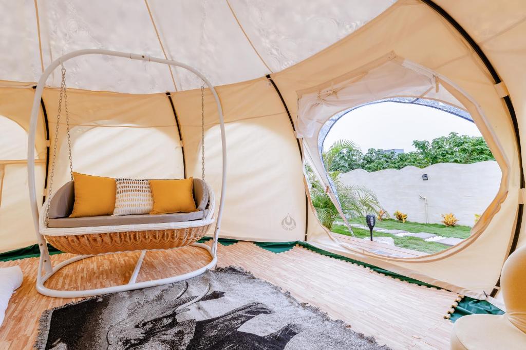 Postel nebo postele na pokoji v ubytování 踏浪星辰Camp