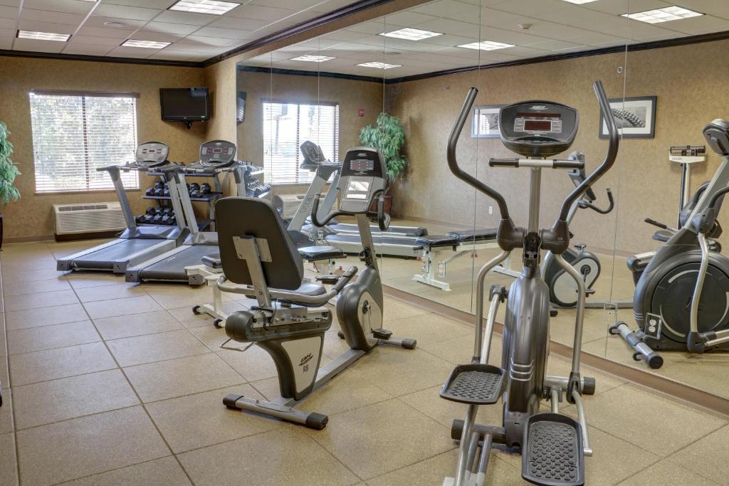 a gym with several exercise bikes and tread machines at Holiday Inn Express Hotel & Suites Texarkana East by IHG in Texarkana