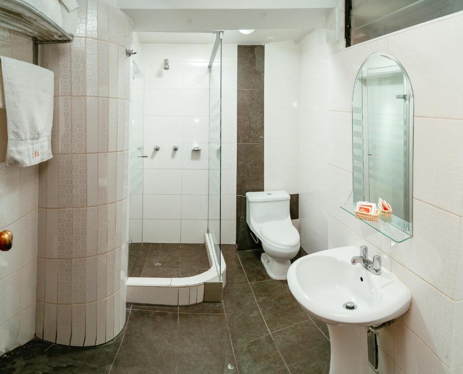 Koupelna v ubytování Hotel Melanys