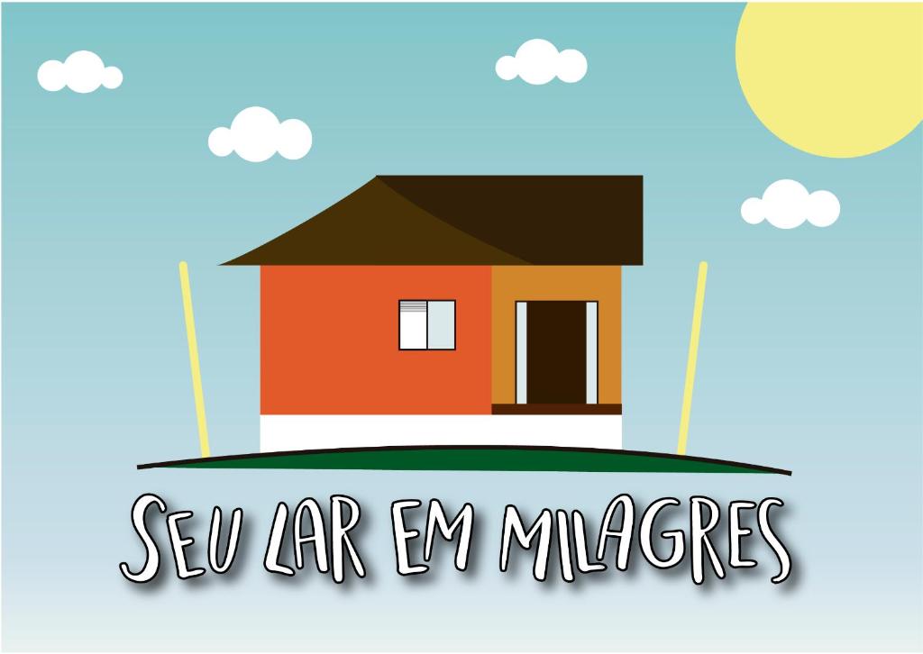 a cartoon house with the words se yard en menses at Seu Lar em Milagres in São Miguel dos Milagres