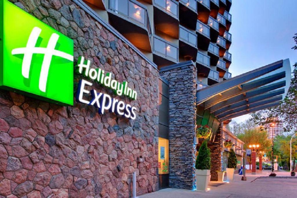 a sign on the side of a building at Holiday Inn Express Edmonton Downtown, an IHG Hotel in Edmonton