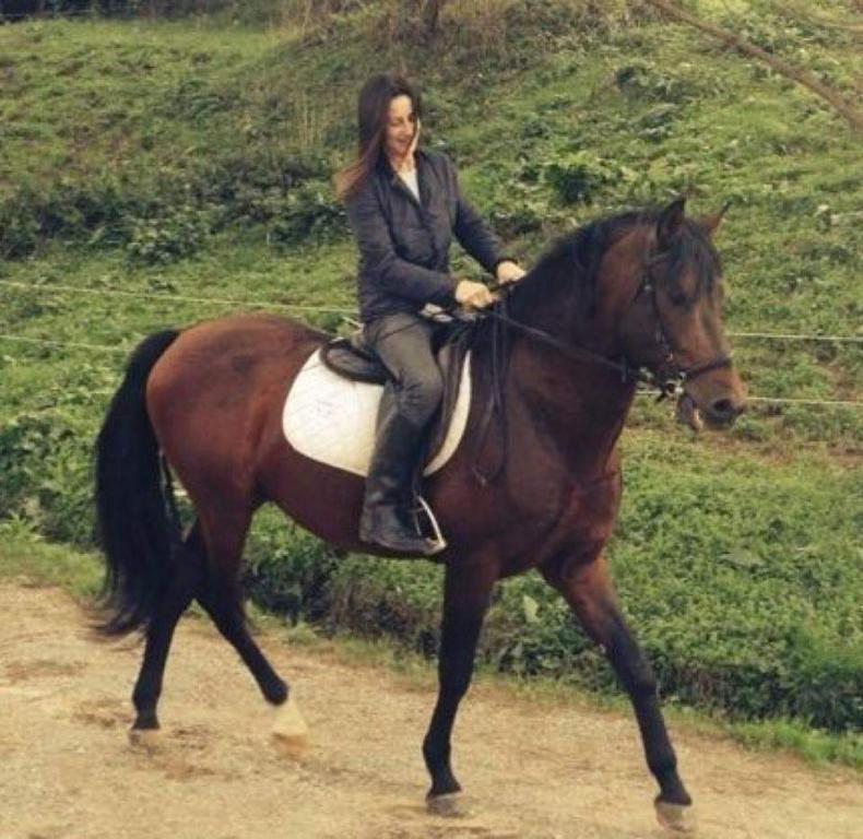 Jazda na koni pri farme alebo okolí