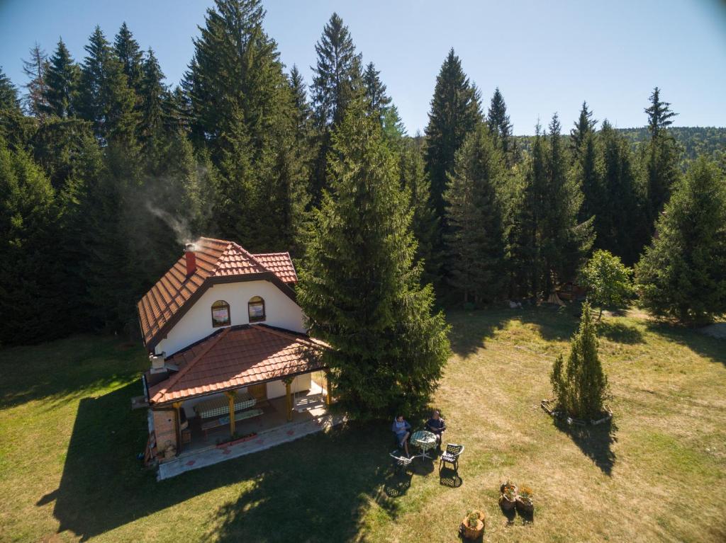 an overhead view of a small house in a field at Vacation home Miki in Bajina Bašta