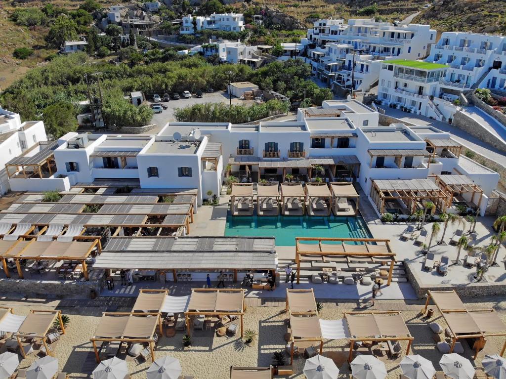 an aerial view of the hotel and the resort at Branco Mykonos in Platis Gialos