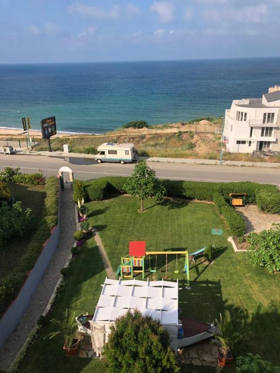 an aerial view of a park next to the ocean at Villa St Anna in Sozopol