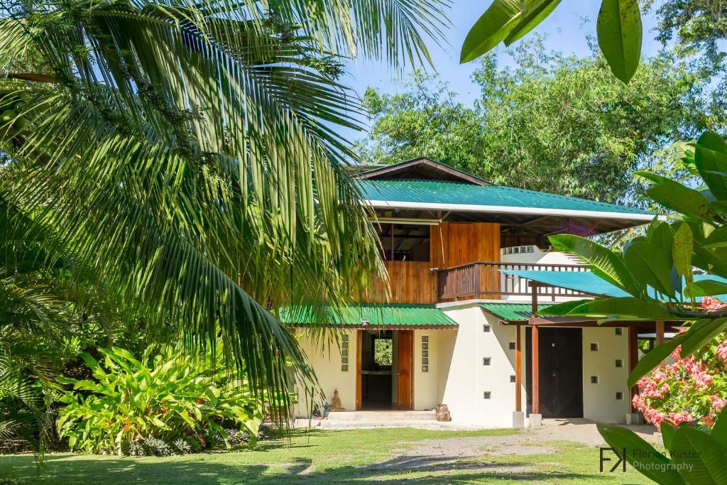 een huis met een palmboom ervoor bij Casa Mil Flores in Cabo Matapalo
