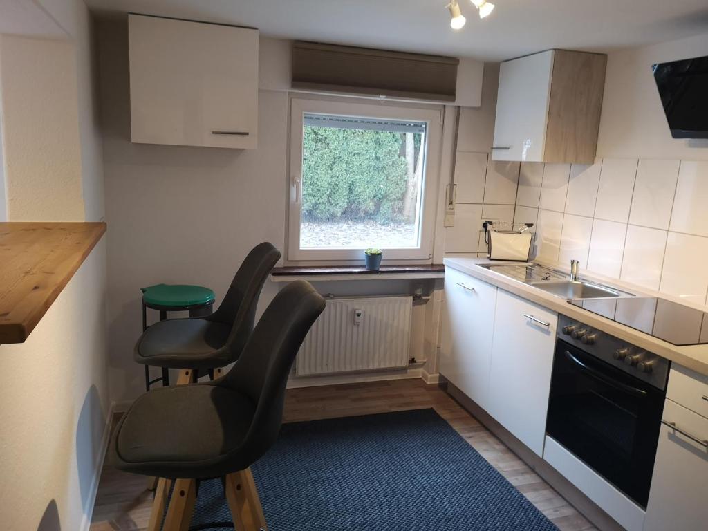 Kuchyň nebo kuchyňský kout v ubytování Ferienwohnung Nomeda