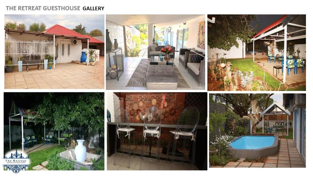 a group of four pictures of a house at The Retreat Guesthouse in Kimberley