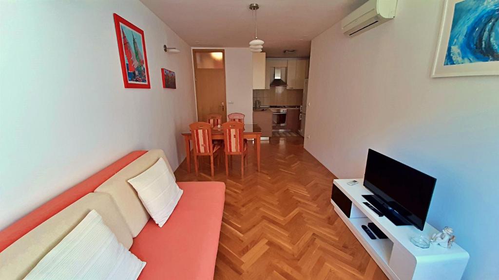 Televízia a/alebo spoločenská miestnosť v ubytovaní Apartment Jen
