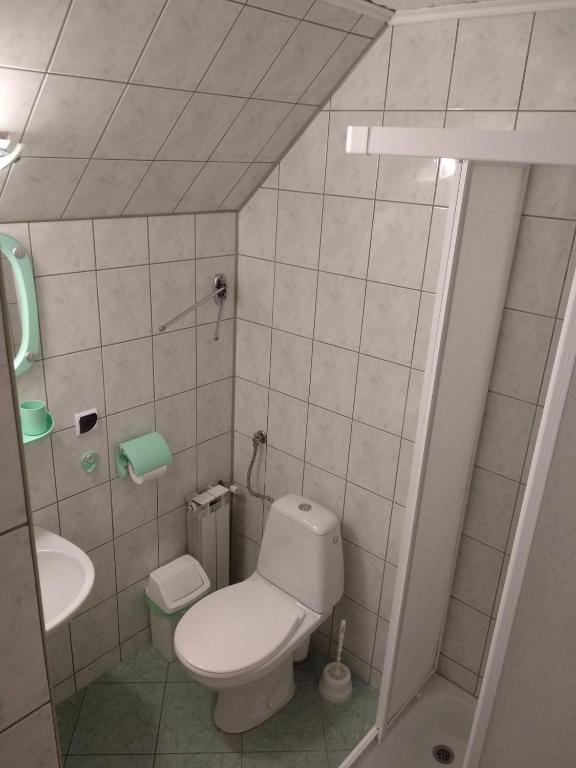 małą łazienkę z toaletą i umywalką w obiekcie U Sobali w mieście Groń