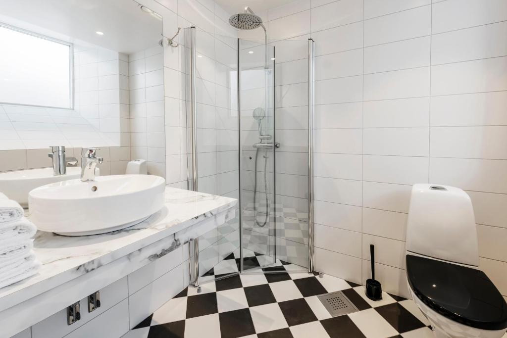 Koupelna v ubytování SPiS Hotell Amber