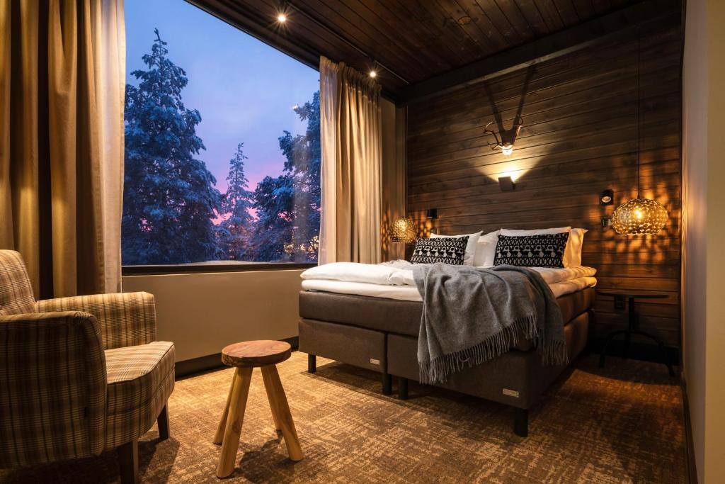 onde ficar na Finlândia. Acomodação bonita e confortável no Lapland Hotel. Foto: Booking.