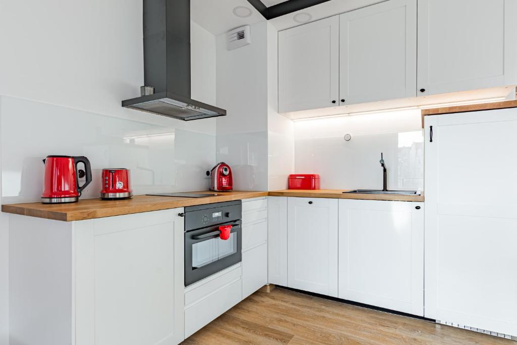 Kuchyň nebo kuchyňský kout v ubytování Loft Apartments