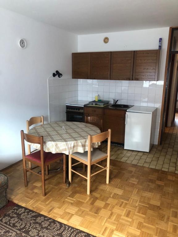 Kuchyň nebo kuchyňský kout v ubytování Retro apartments Kaninska vas