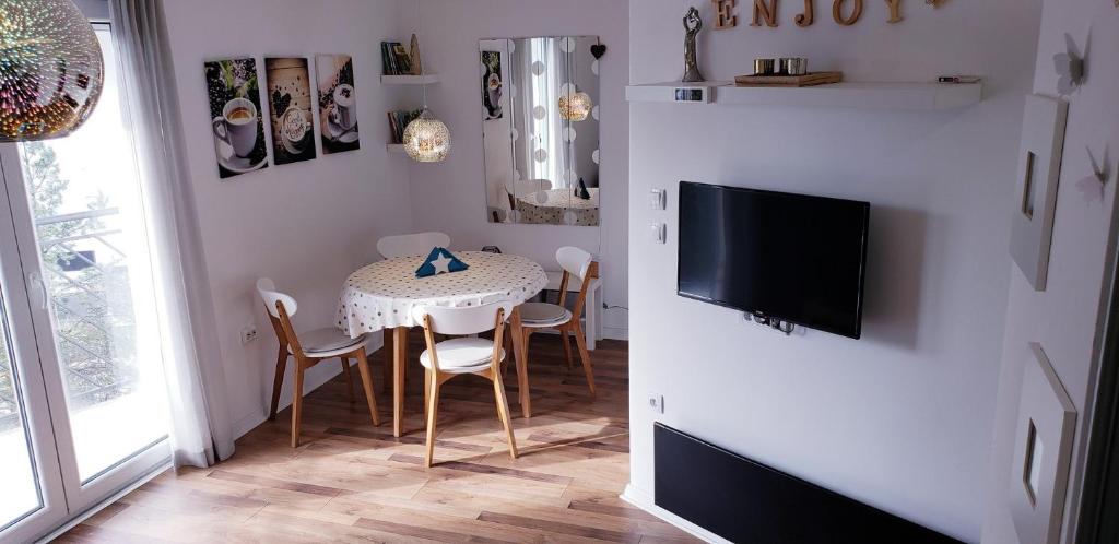 En TV eller et underholdningssystem på Studio apartman ENJOY Divčibare