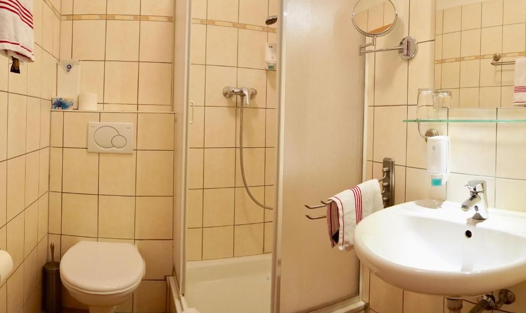 Koupelna v ubytování Hotel Aurelia