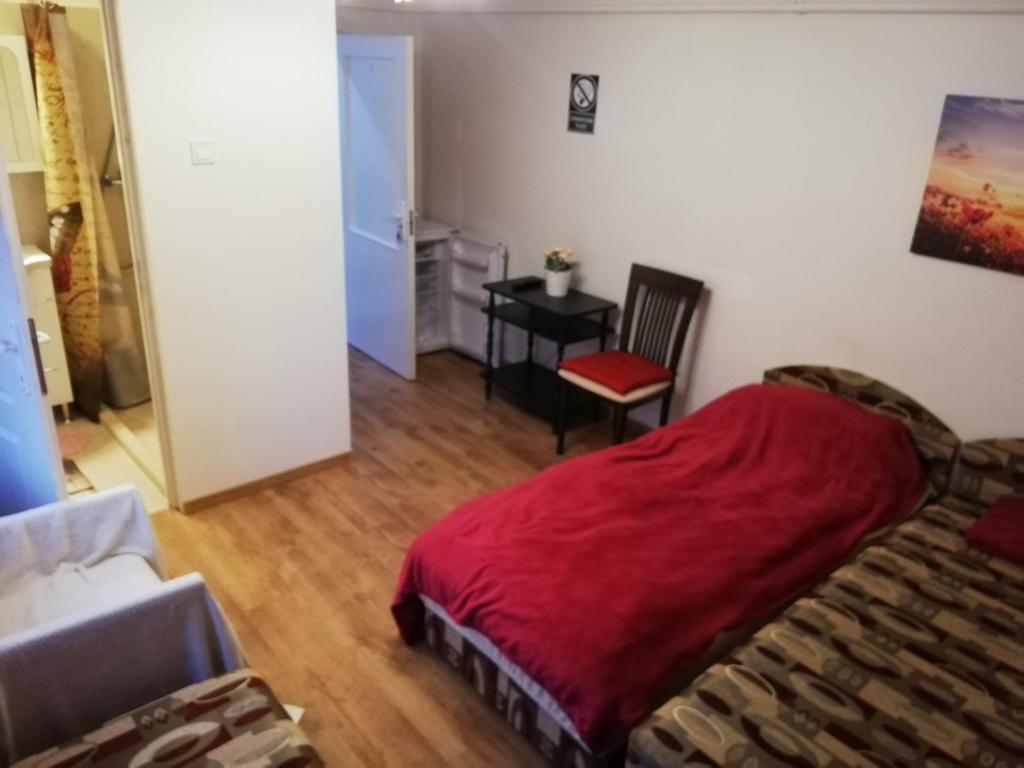 Posteľ alebo postele v izbe v ubytovaní Örökzöld Apartman Szeged