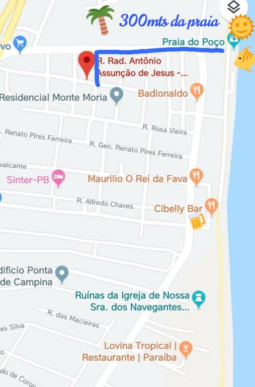  Apartamento térreo para 4 pessoas na praia do Poço-PB