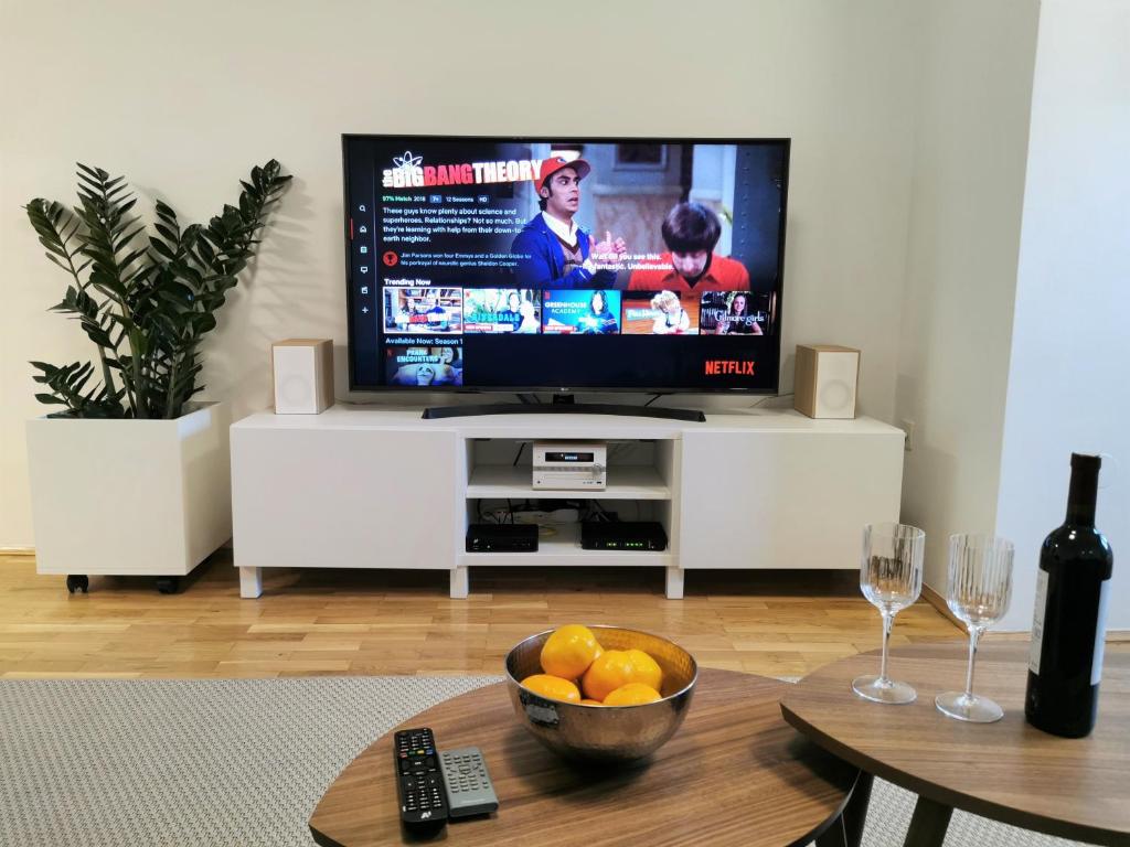 Televízia a/alebo spoločenská miestnosť v ubytovaní Lucky 13 apartment