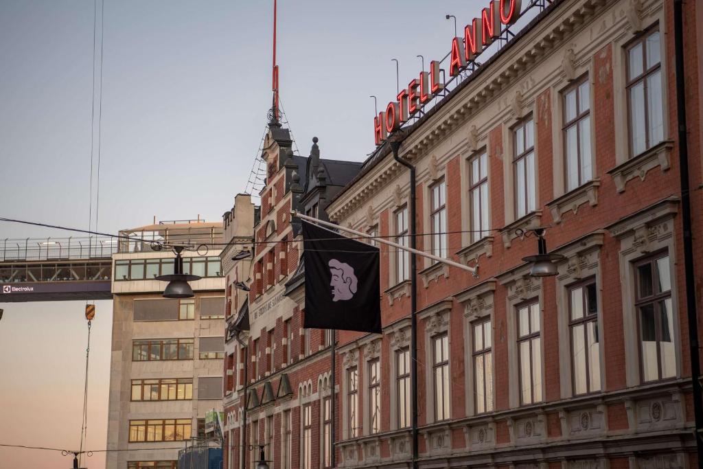 a flag hanging on the side of a building at Hotel Frantz, WorldHotels Crafted in Stockholm
