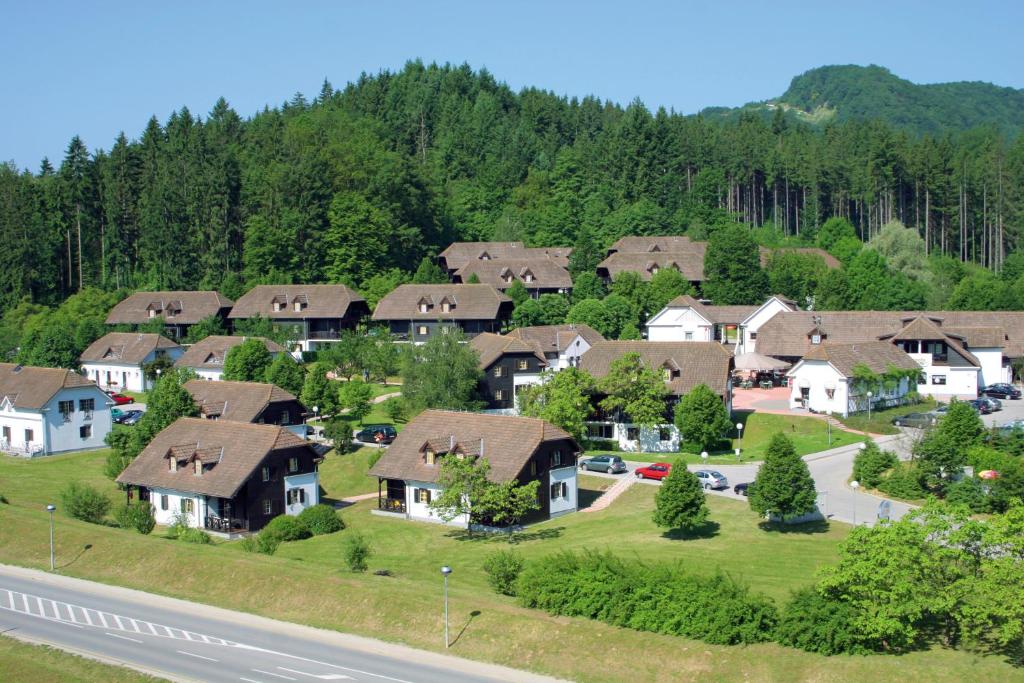 ein Wohnviertel mit Häusern und einer Straße in der Unterkunft Terme Olimia - Apartment Village Lipa in Podčetrtek