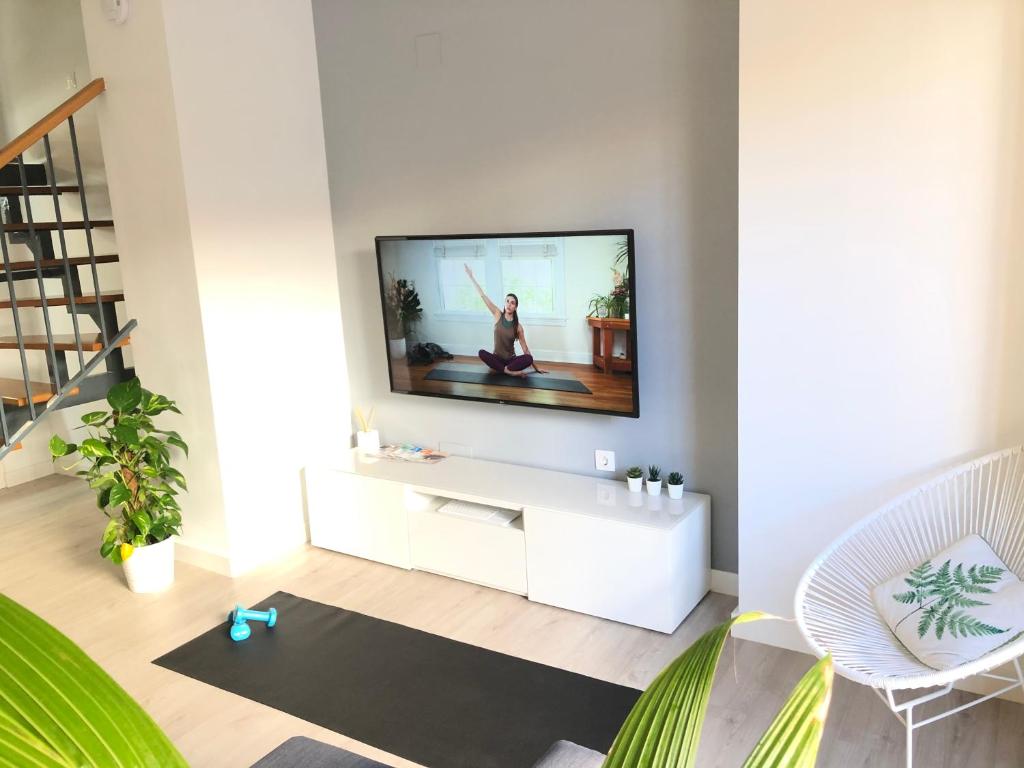Televízia a/alebo spoločenská miestnosť v ubytovaní Loft Duplex Malaga