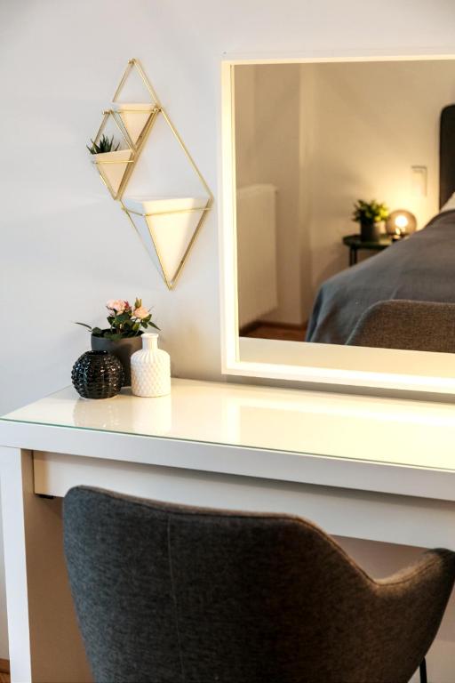 Postel nebo postele na pokoji v ubytování Vienna Elegance Apartment