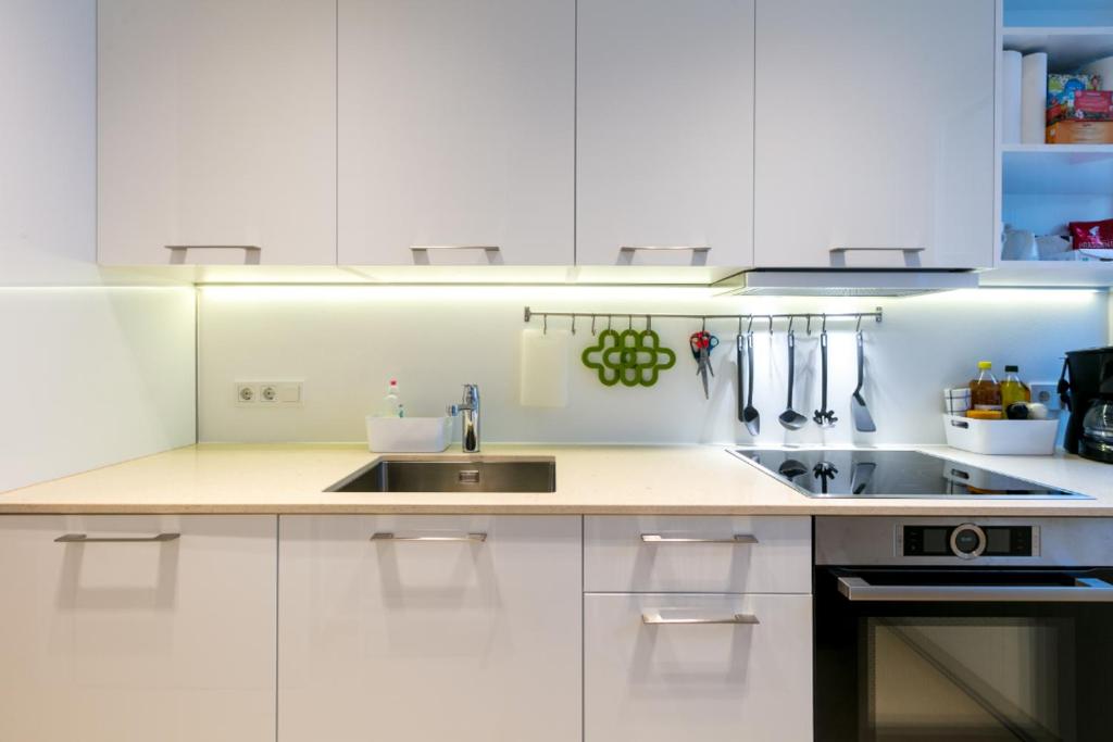 Kuchyň nebo kuchyňský kout v ubytování Vienna Elegance Apartment