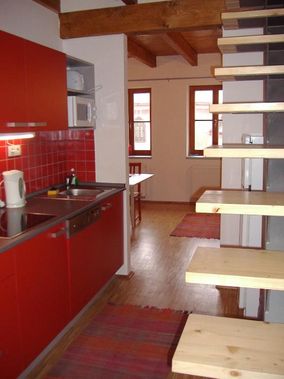 Kuchyň nebo kuchyňský kout v ubytování Apartmány Nové Hutě