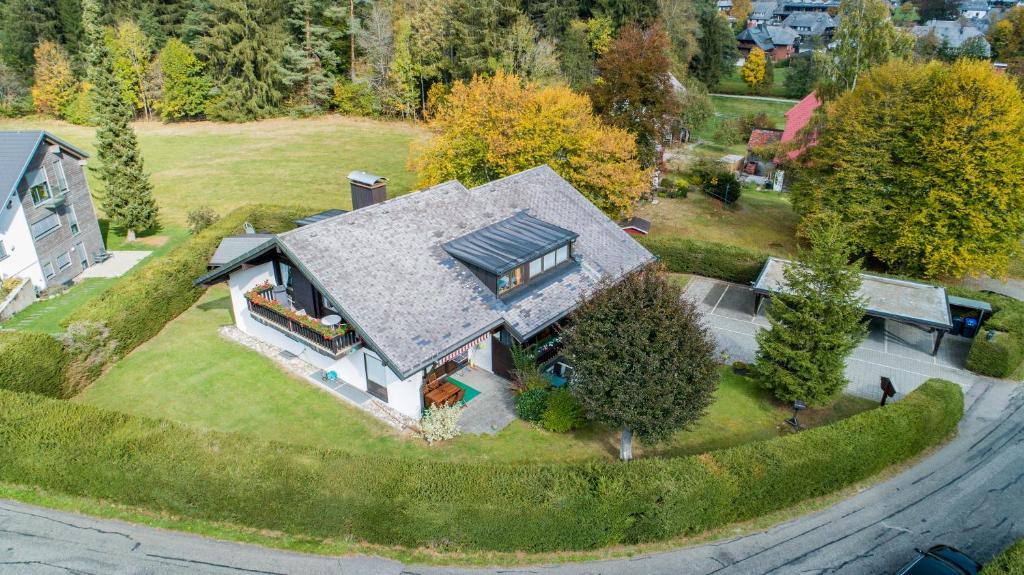 an aerial view of a house with a driveway at stuub windeck in Hinterzarten