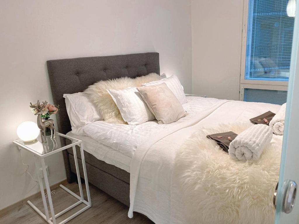 Postel nebo postele na pokoji v ubytování Zicos polar apartment