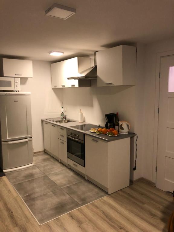 Kuchyň nebo kuchyňský kout v ubytování Apartamenty Parkowa