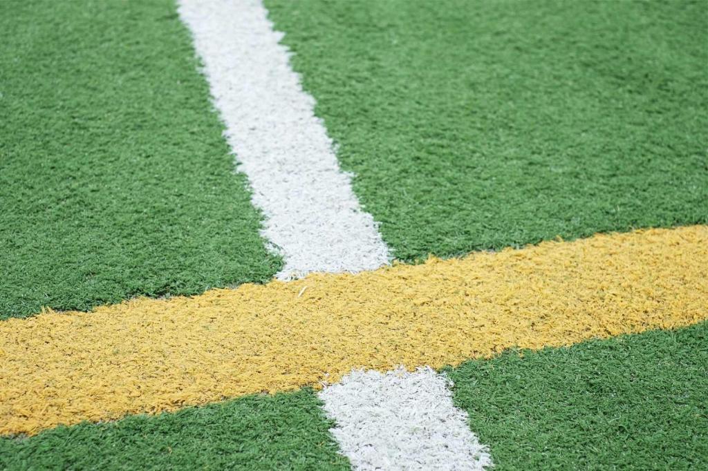 a soccer field with green and white lines on it at Agriturismo La Filanda in Manerba del Garda