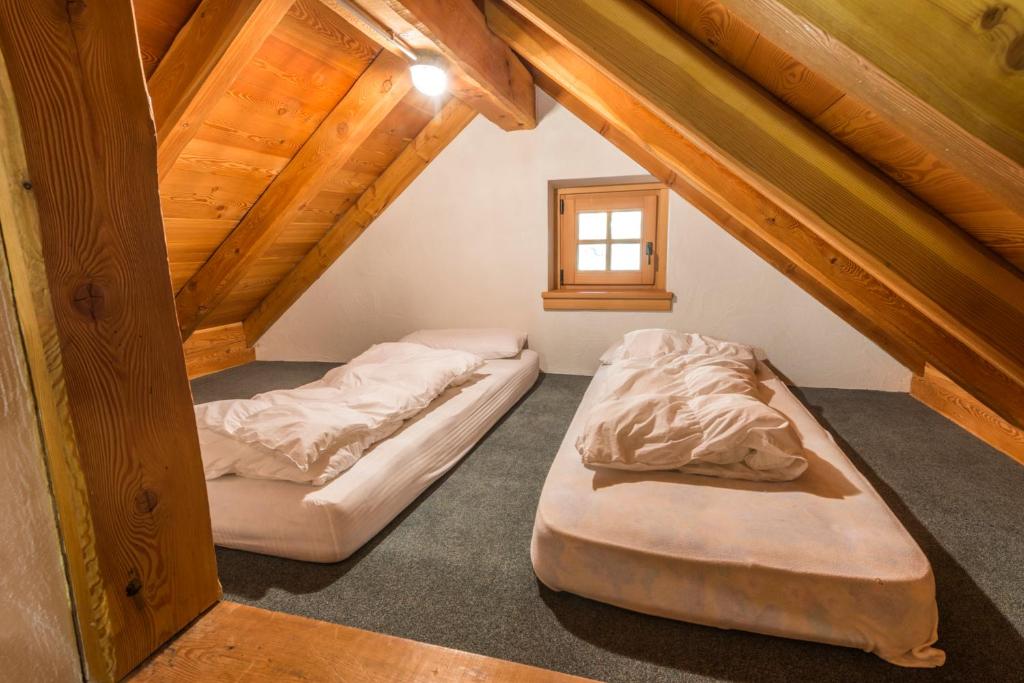 Postel nebo postele na pokoji v ubytování Rifugio Lago Nambino