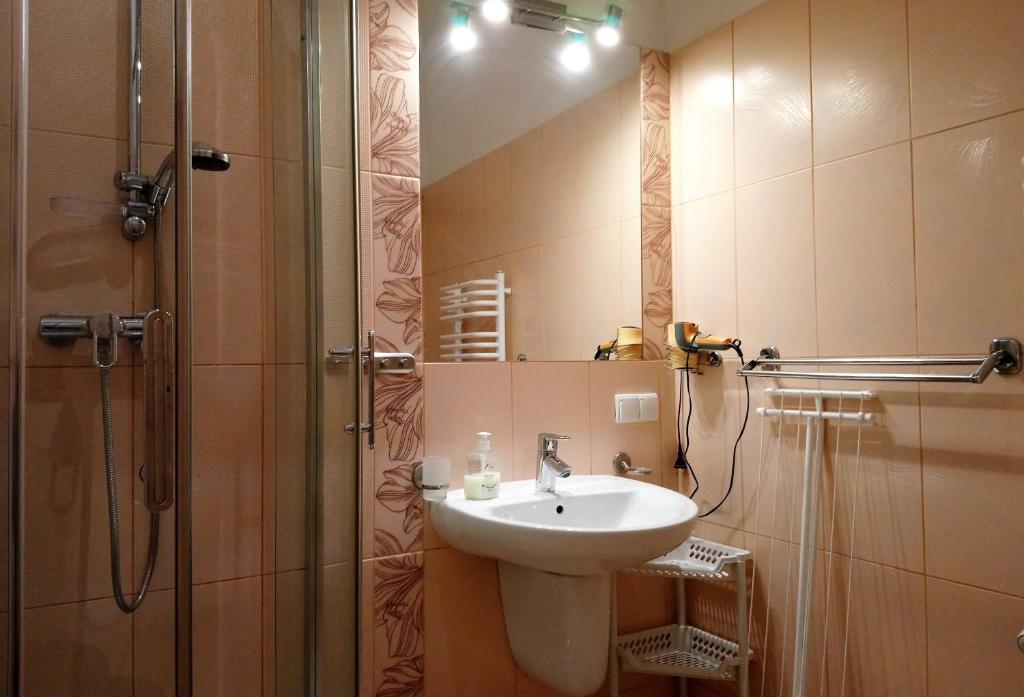 Kúpeľňa v ubytovaní Apartament Radowid 15 w centrum z basenem