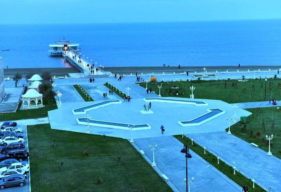 a skate park next to the beach with a pier at 2х комнатная квартира со всеми удобствами in Sumqayyt