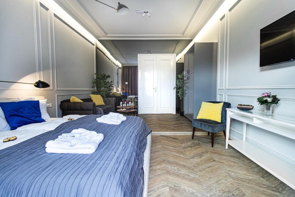 Posteľ alebo postele v izbe v ubytovaní Tesla Design Apartments Zagreb
