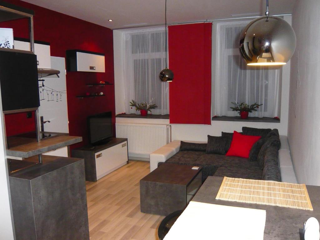 Kuchyň nebo kuchyňský kout v ubytování Apartmány Liška