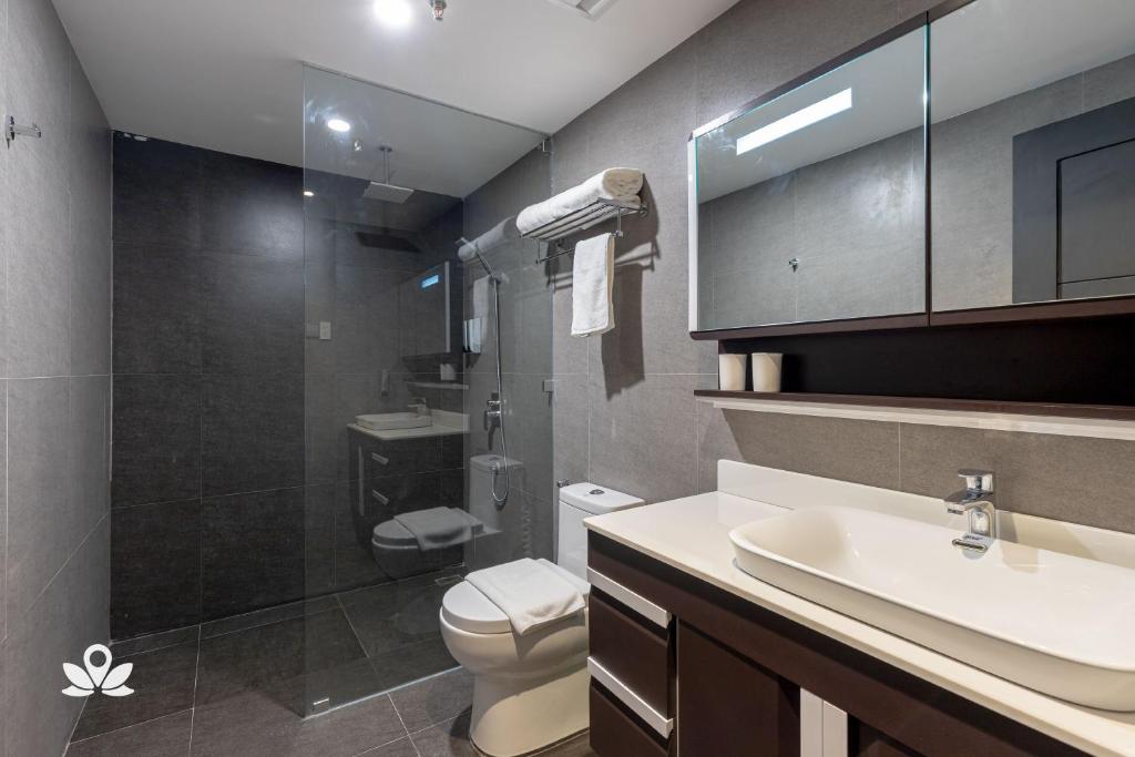 Koupelna v ubytování Hotel Inigo