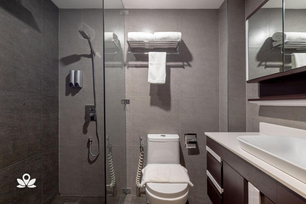 Koupelna v ubytování Hotel Inigo
