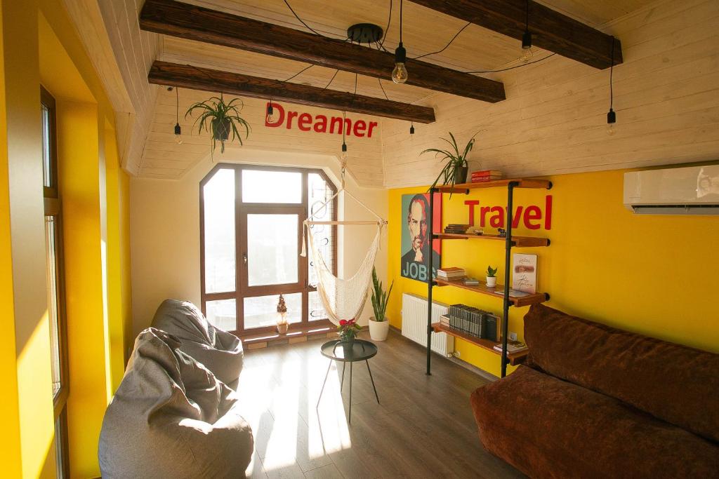 Posezení v ubytování DREAM Hostel Khmelnytskyi