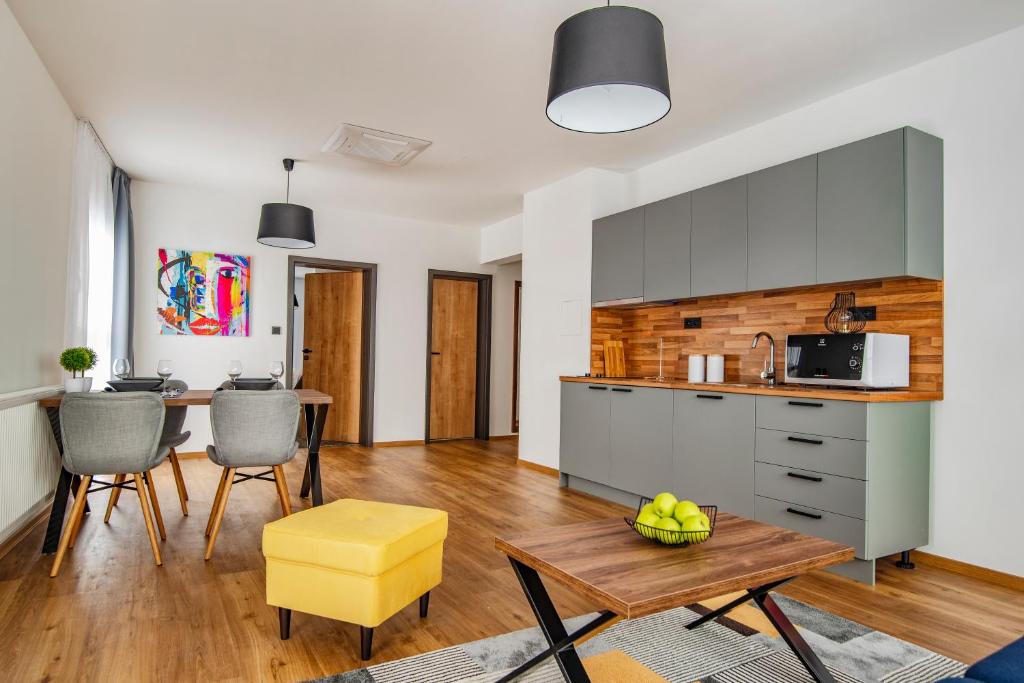 Kuchyň nebo kuchyňský kout v ubytování Hotel Mamut