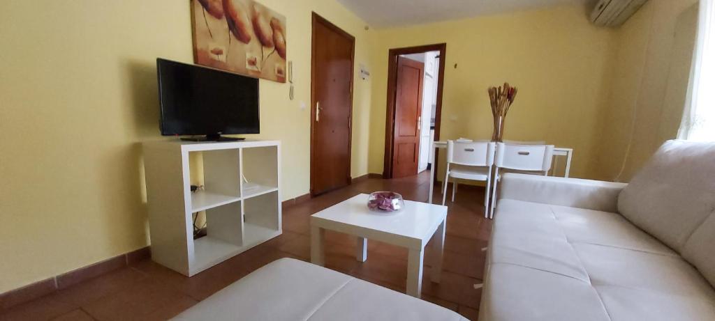 Televízia a/alebo spoločenská miestnosť v ubytovaní Apartamento Cielo 35