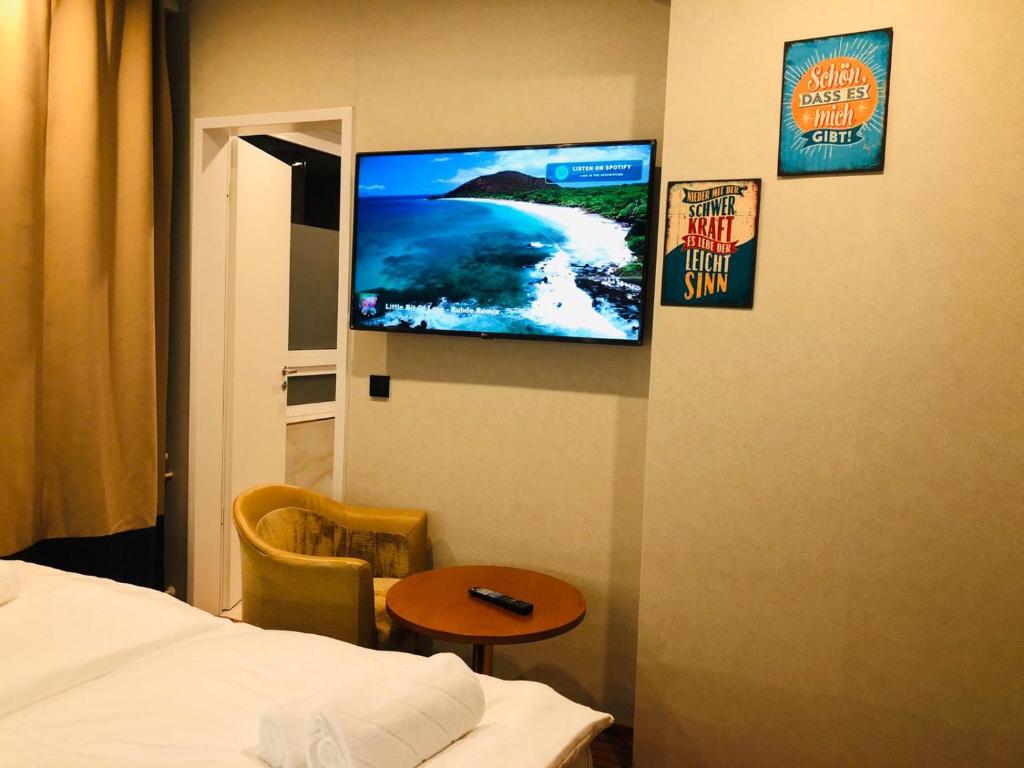 TV a/nebo společenská místnost v ubytování Elbgalerie Hotel